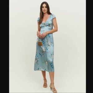Reformation Silk Scottie Dress in Lago size 6